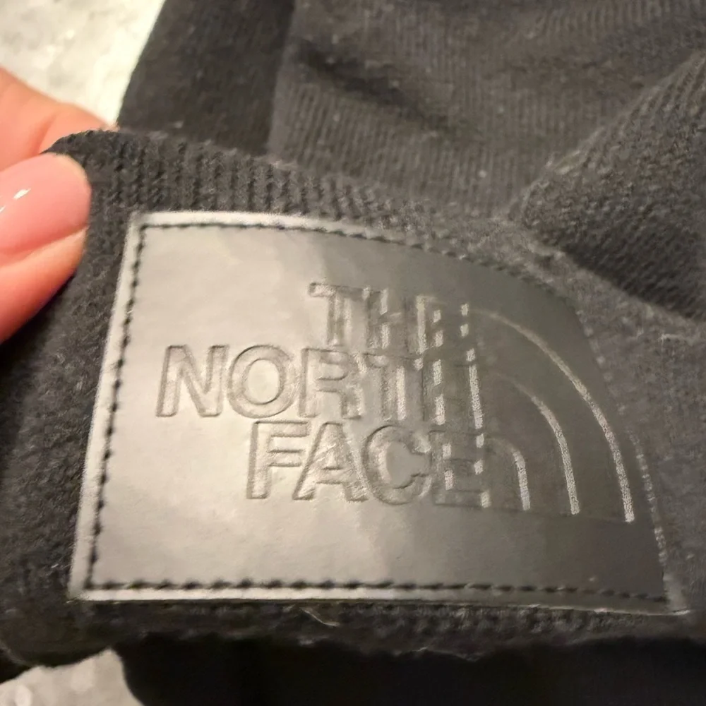 The North Face Black Knit Beanie Hat Tonal Logo Patch